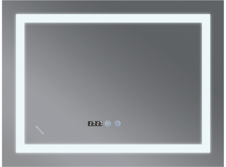 MIXXUS Zrkadlo s LED osvetlením, protizahmlievacou funkciou, reguláciou jasu a hodinkami, MR02-100×80 WARM