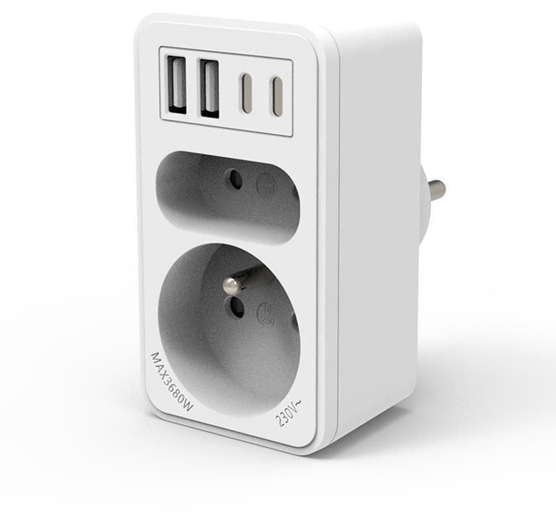 VELAMP Zásuvková rozdvojka s USB