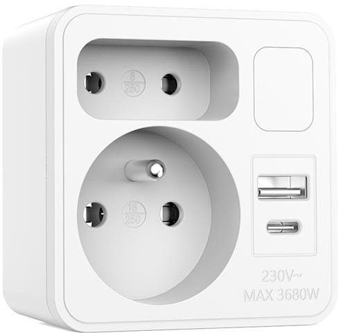 VELAMP Zásuvková rozdvojka s USB a svetlom