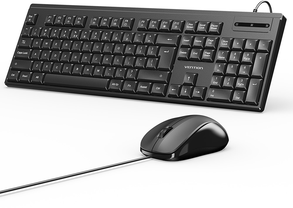 Vention USB Wired Full-Sized Silent Keyboard and Mouse Combo Black Slim Type – US