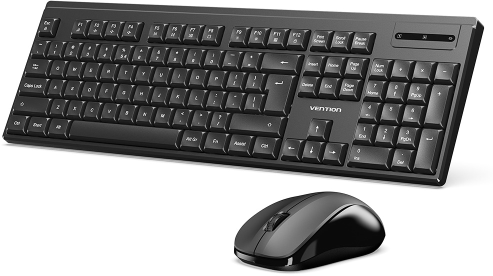 Vention Wireless Full-Sized Silent Keyboard and Mouse Combo Black Slim Type – US