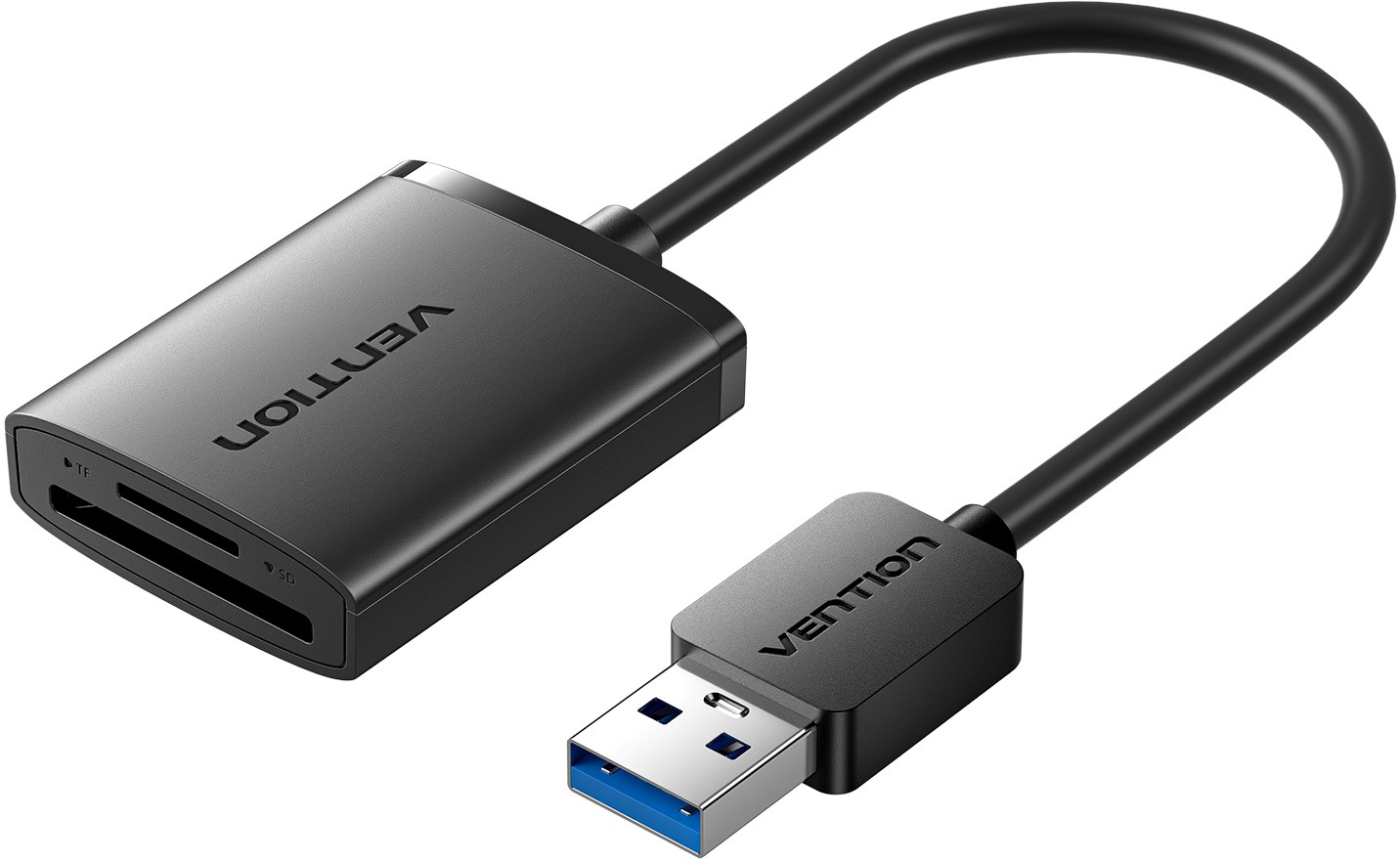 Vention 2-in-1 USB 3.0 A Card Reader (SD + TF) Black Dual Drive Letter 0,15 m