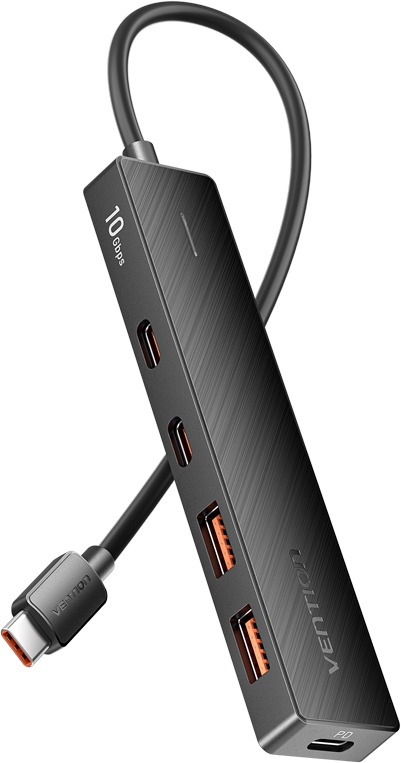 Vention USB-C do USB 3.2 Gen 2 Type-C*2 + USB 3.2 Gen 2 Type-A*2 + PD 10G Hub 0,15 m Black