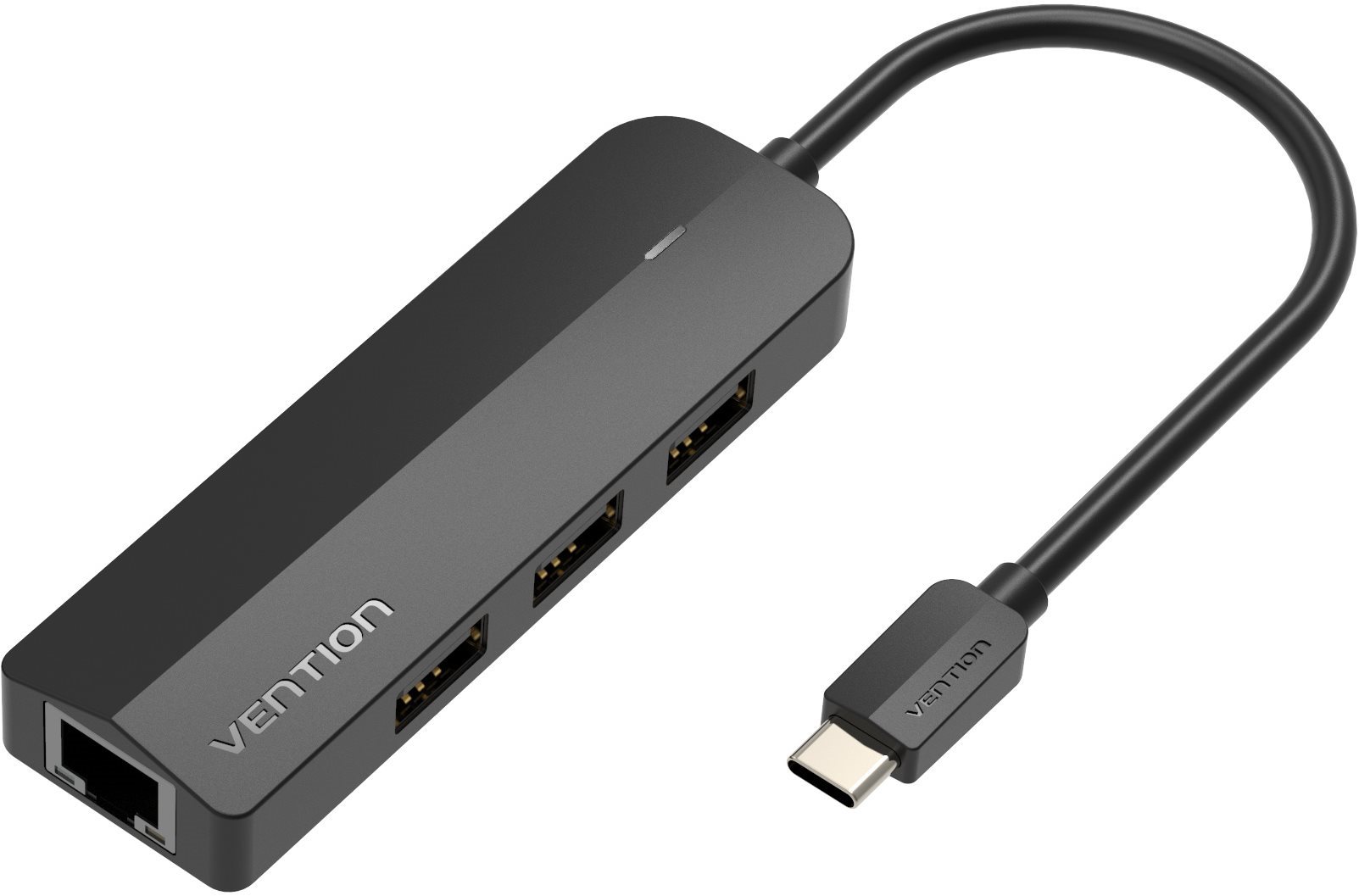 Vention Type-C (USB-C) to 3× USB 2.0/RJ45/Micro-B HUB 0,15 m Black ABS Type