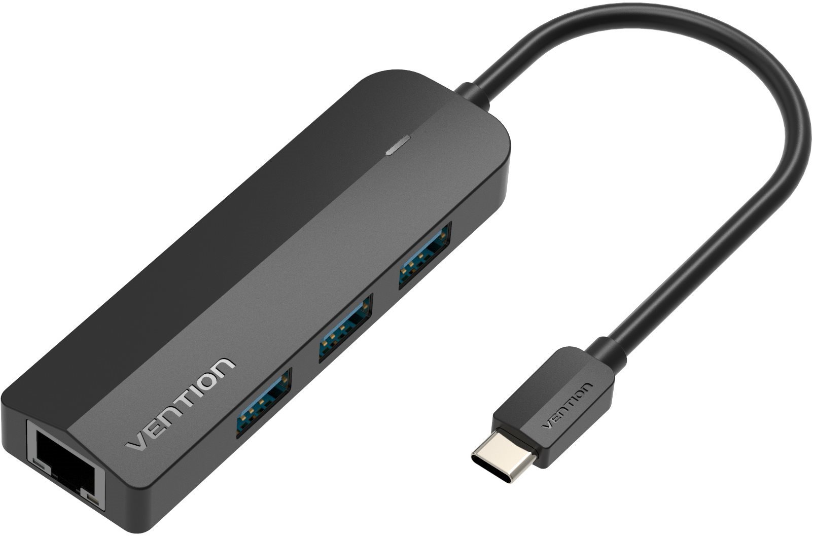 Vention Type-C (USB-C) to 3× USB 3.0/RJ45/Micro-B HUB 0,15 m Black ABS Type