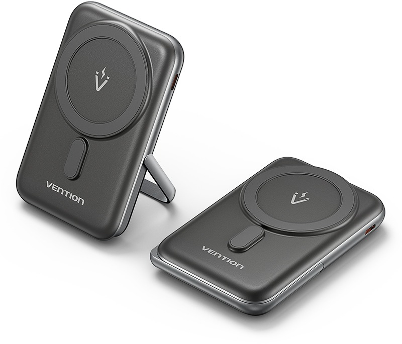 Vention 10 000 mAh Magnetic Wireless Power Bank (USB-C + Wireless) 20 W Black