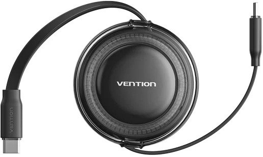 Vention USB 2.0 Type-C Male to Type-C Male 5A Retractable Cable 1M Black