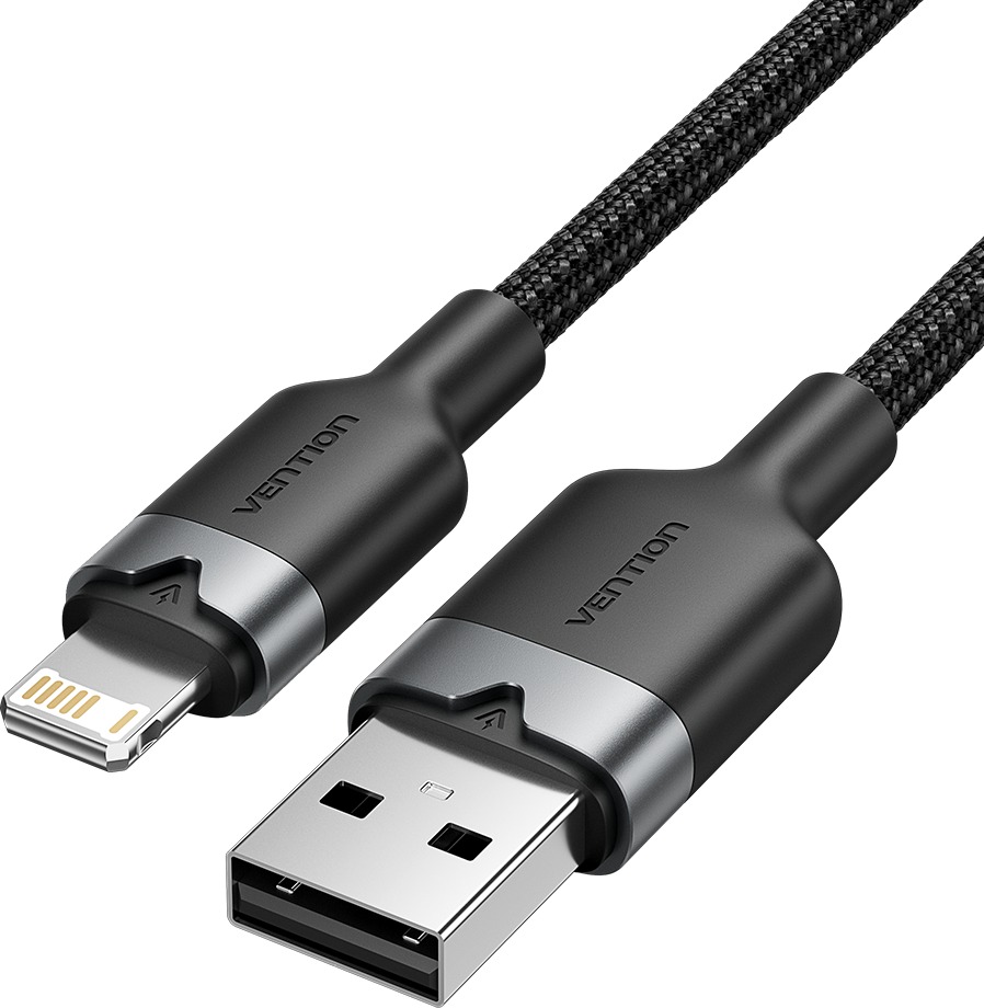 Vention USB 2.0 Type-A Male to Lightning Male 2,4 A Cable 2 m Black Aluminum Alloy Type