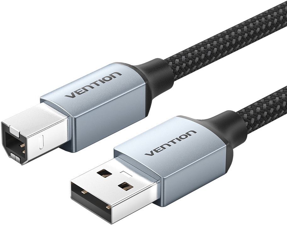 Vention Cotton Braided USB 2.0 A Male to B Male Printer Cable 10M Gray Aluminum Alloy Type