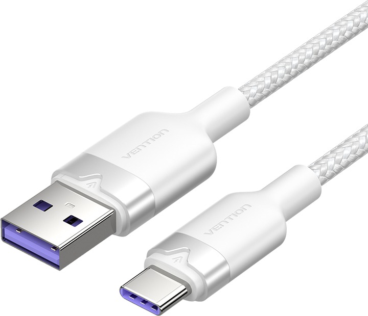 Vention USB 2.0 A Male to C Male 6A Cable 2M White Aluminum Alloy Type