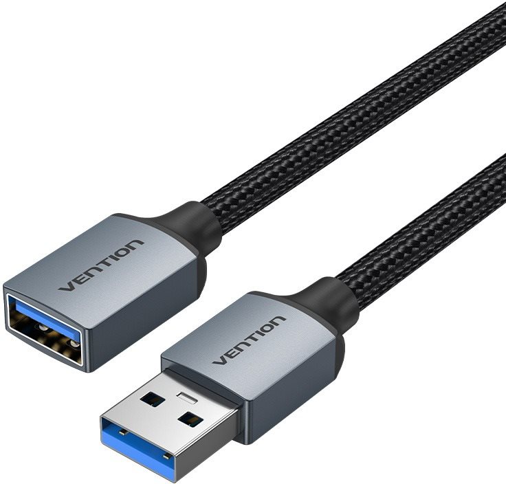 Vention Cotton Braided USB 3.0 Type A Male to Female Extension Cable 3 M Gray Aluminum Alloy Type