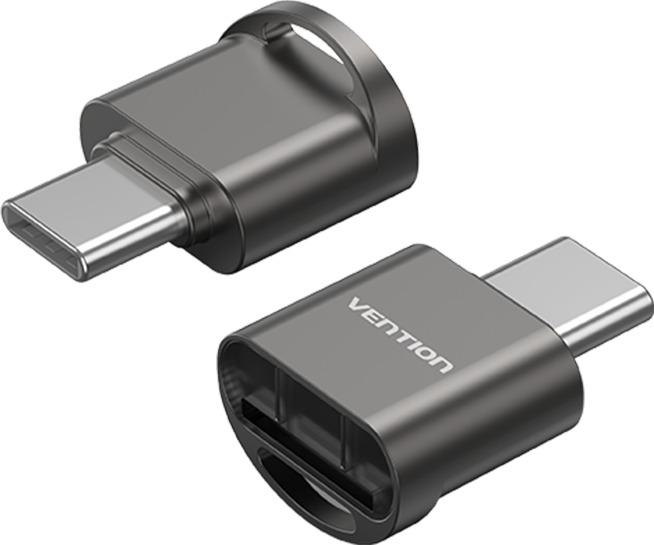 Vention USB 2.0 Type-C MicroSD Card Reader Gray Zinc Alloy Type