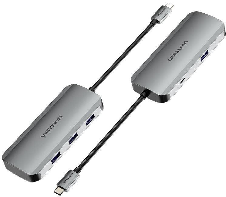 Vention USB-C to USB 3.0× 4/Micro USB-B Hub 0,15 m Gray Aluminum