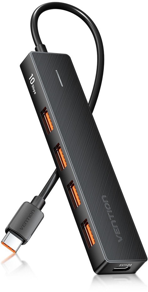 Vention 5-in-1 USB-C to USB-C/4× USB 3.2 Gen 2 10G Hub 0.15M Black