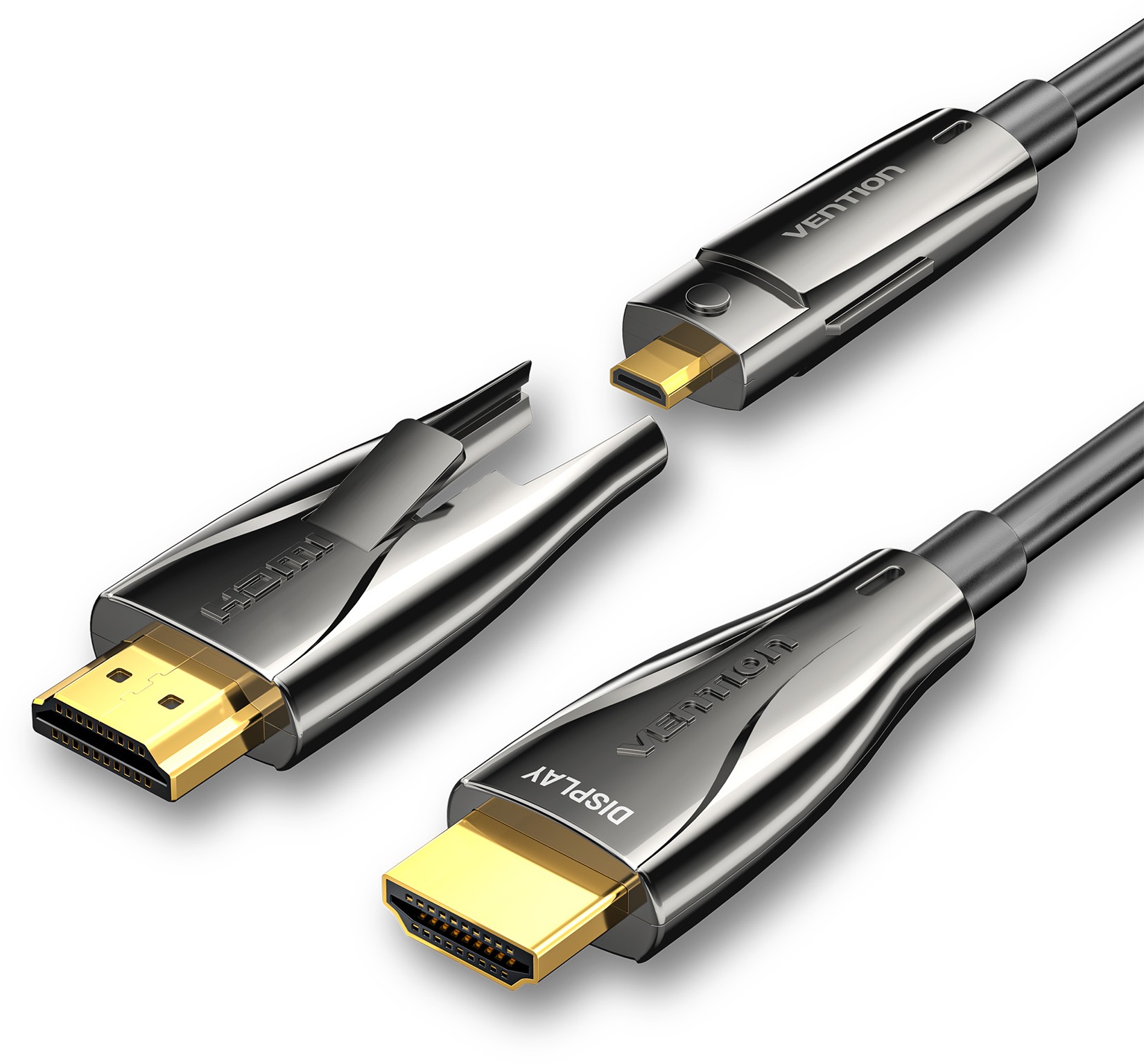 Vention Detachable Optical HDMI-A Male to HDMI-D + HDMI-A Male 4K Cable 40M Black