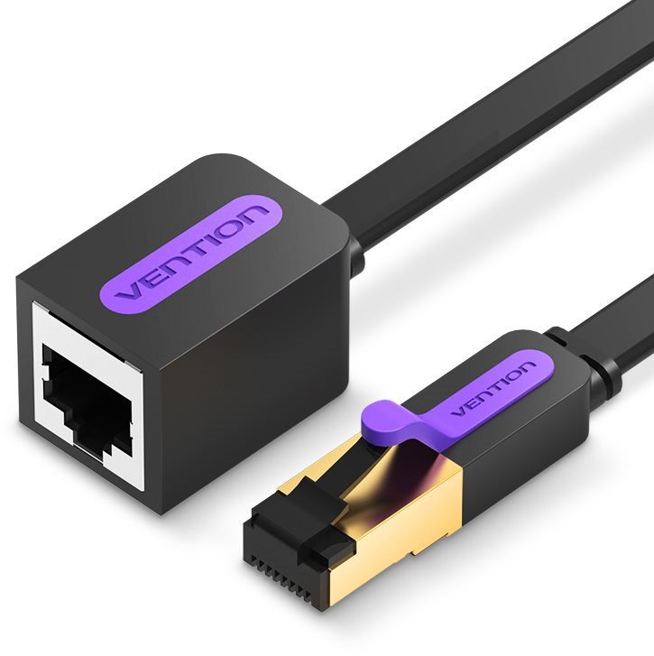 Vention Flat Cat. 7 Extension Patch Cable 2 m Black