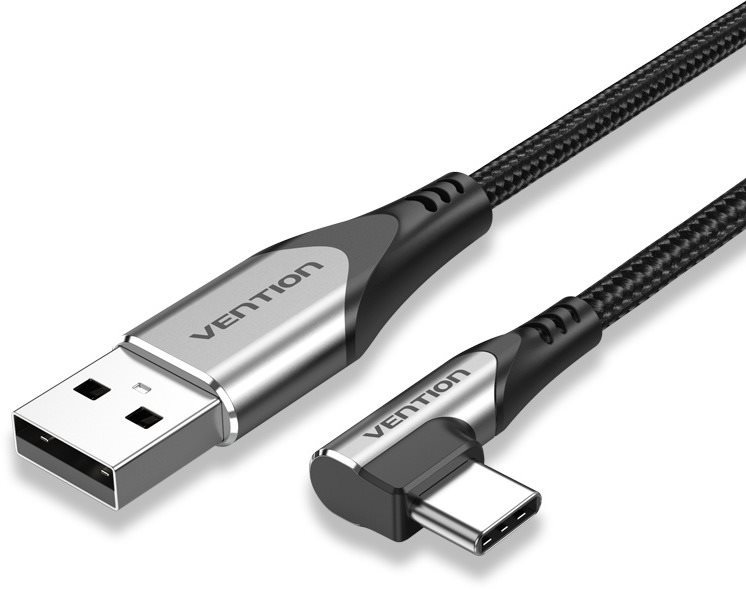 Vention Type-C (USB-C) 90° USB 2.0 Cotton Cable Gray 1 m Aluminum Alloy Type
