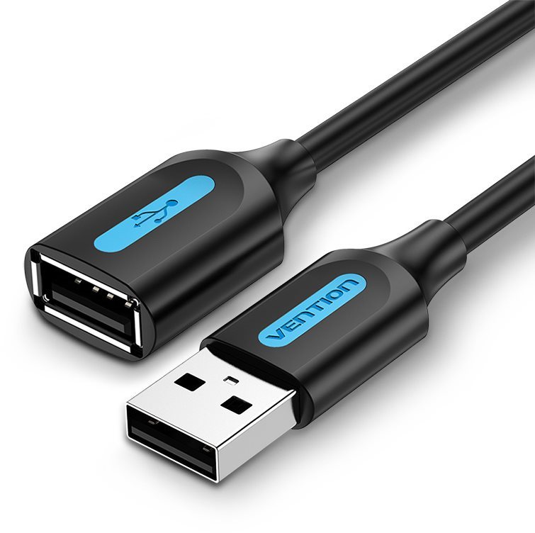 Vention USB 2.0 Male to USB Female Extension Cable 2m Black PVC Type