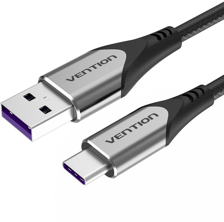 Vention USB-C to USB 2.0 Fast Charging Cable 5 A 0.5 M Gray Aluminum Alloy Type