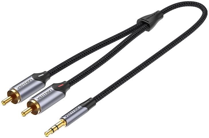 Vention 3,5 mm Jack Male to 2-Male RCA Cinch Cable 0,5 m Gray Aluminum Alloy Type