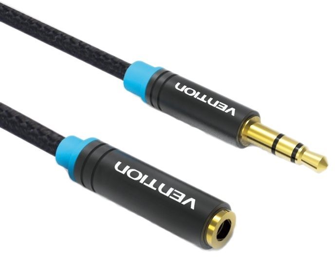 Vention Cotton Braided 3,5 mm Jack Audio Extension Cable 2 m Black Metal Type
