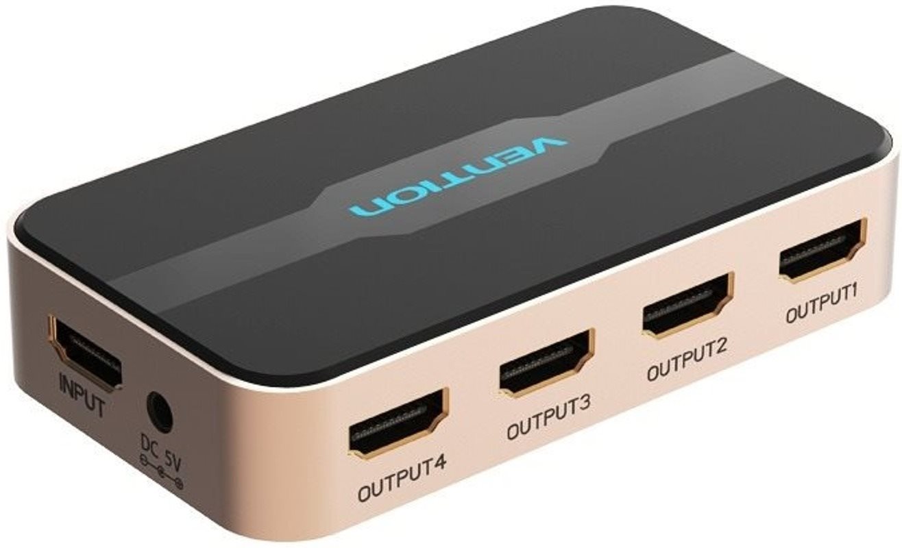 Vention 1 In 4 Out HDMI Splitter 4 K@30 Hz Gold Aluminum Alloy Type
