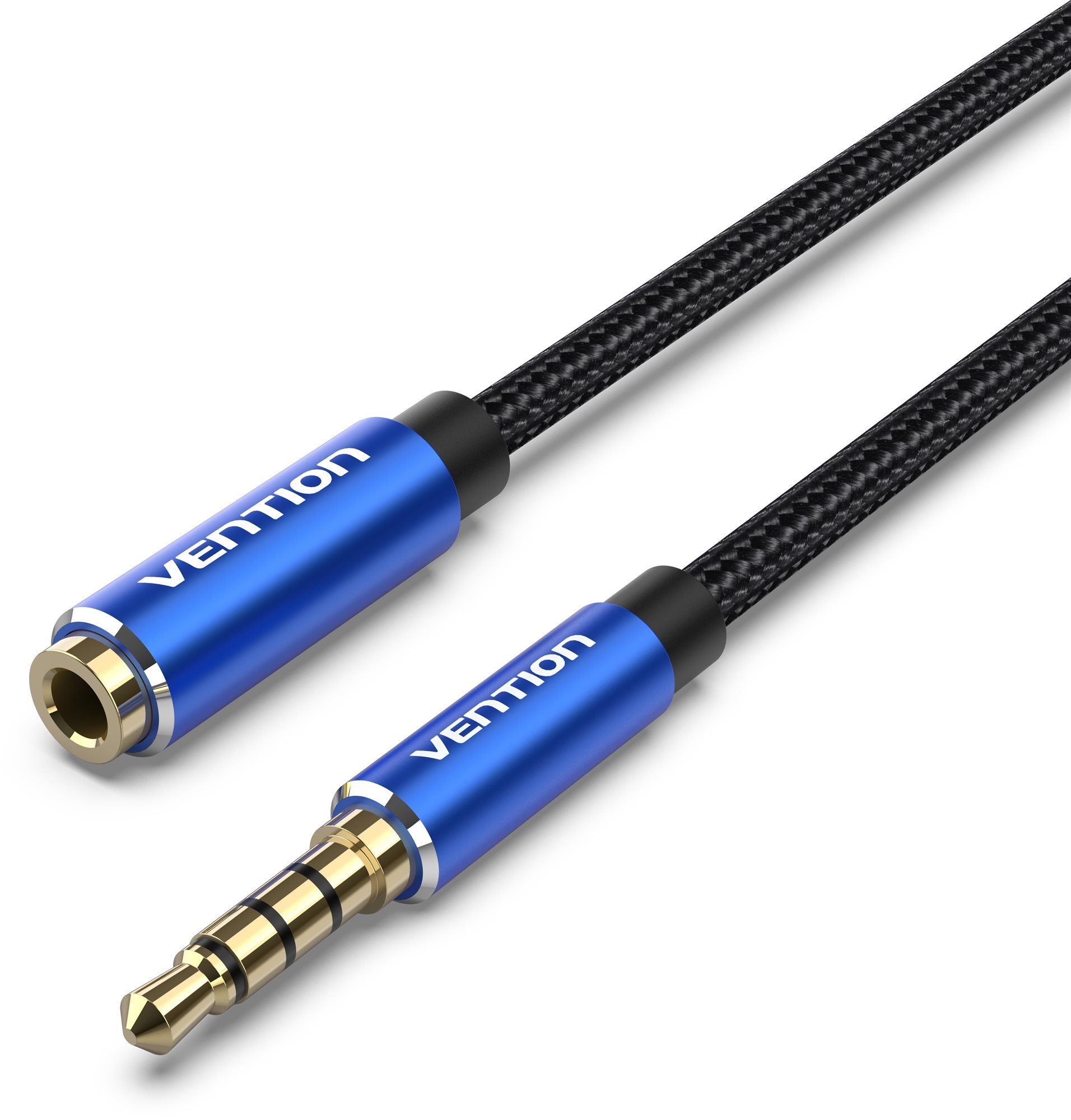 Vention Cotton Braided TRRS 3.5 mm Male to 3.5 mm Female Audio Extension 0.5 m Blue Aluminum Alloy Type