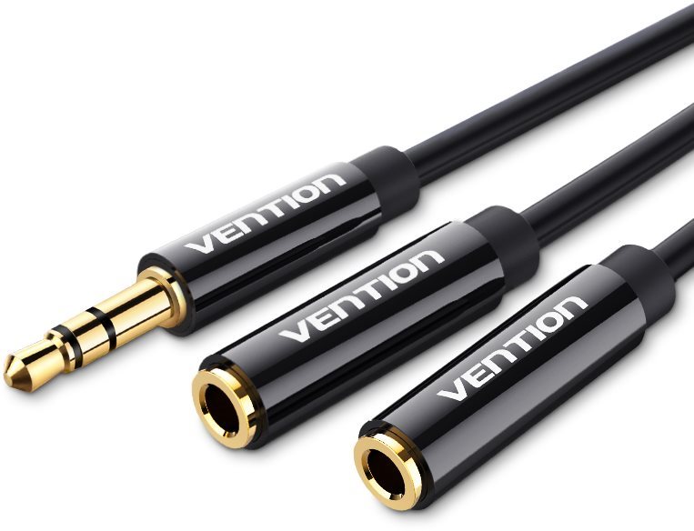 Vention 3,5 mm Male to 2× 3,5 mm Female Stereo Splitter Cable 0,3 m Black ABS Type