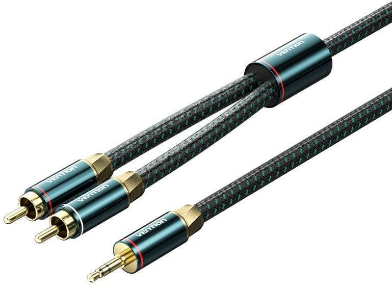 Vention Cotton Braided 3,5 mm Male to 2RCA Male Audio Cable 3 M Green Copper Type