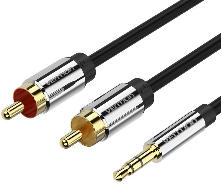 Vention 3,5 mm Jack Male to 2× RCA Male Audio Cable 3 m Black Metal Type