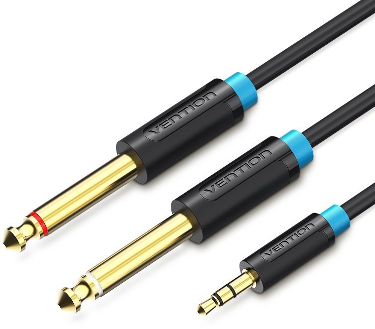 Vention 3,5 mm Male to 2× 6,3 mm Male Audio Cable 2 m Black