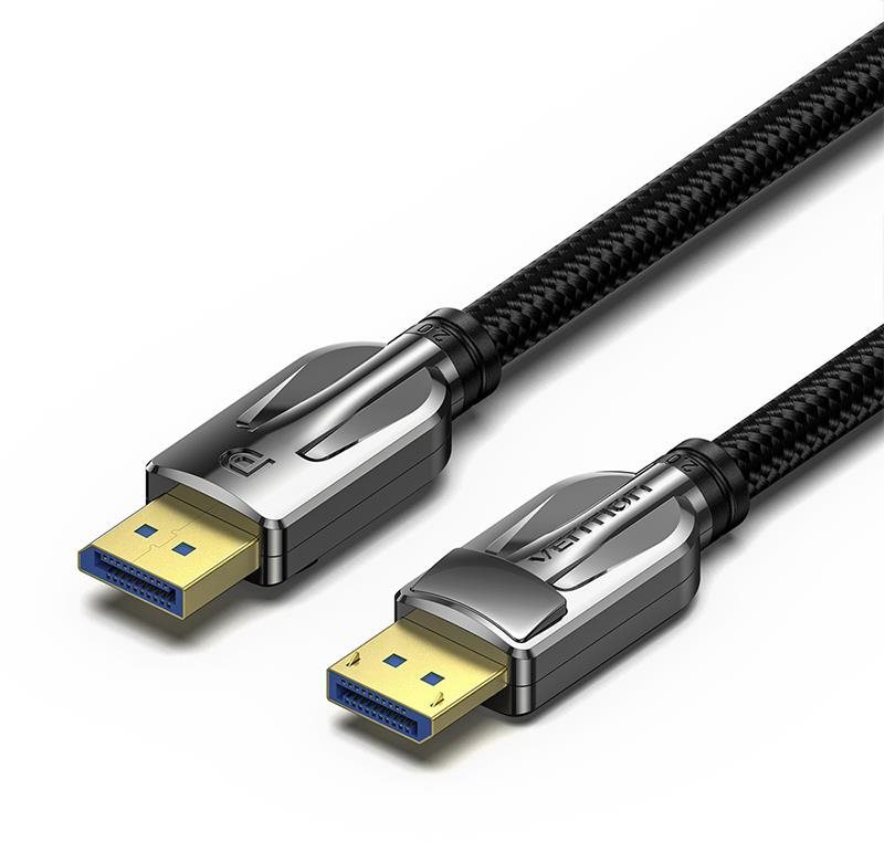 Vention Cotton Braided DP 2.0 Male to Male 8K HD Cable 5M Black Zinc Alloy Type