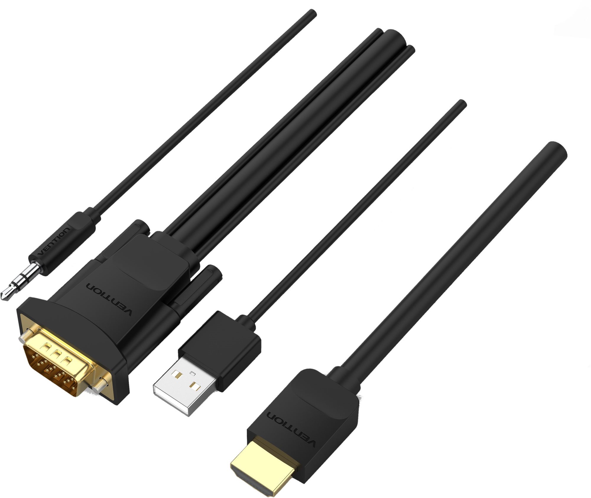 Vention HDMI to VGA Cable with Audio Output & USB Power Supply 1M Black