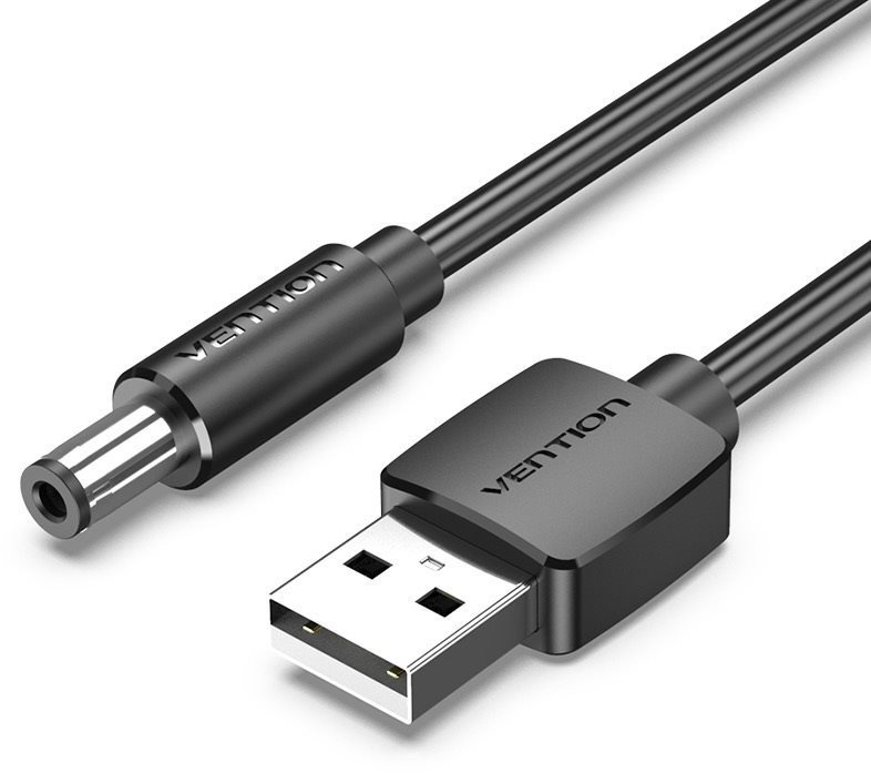 Vention USB to DC 5,5 mm Power Cord 1 m Black Tuning Fork Type