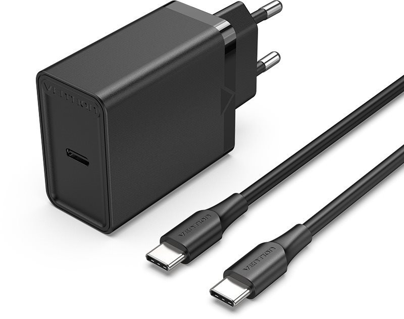 Vention 1-port 25 W USB-C Wall Charger with USB-C Cable EU-Plug Black