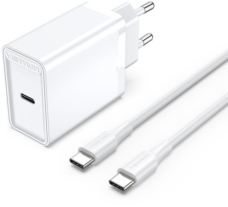 Vention 1-port 25 W USB-C Wall Charger with USB-C Cable EU-Plug White
