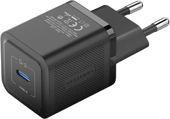 Vention 1-Port USB-C GaN Charger (20 W) EU-Plug Black
