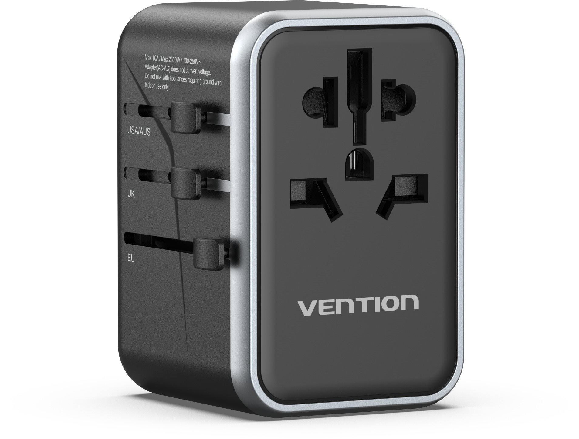 Vention 4-Port USB (C + C + A + A) GaN Universal Travel Adapter (65 W/65 W/60 W/5 W) Black