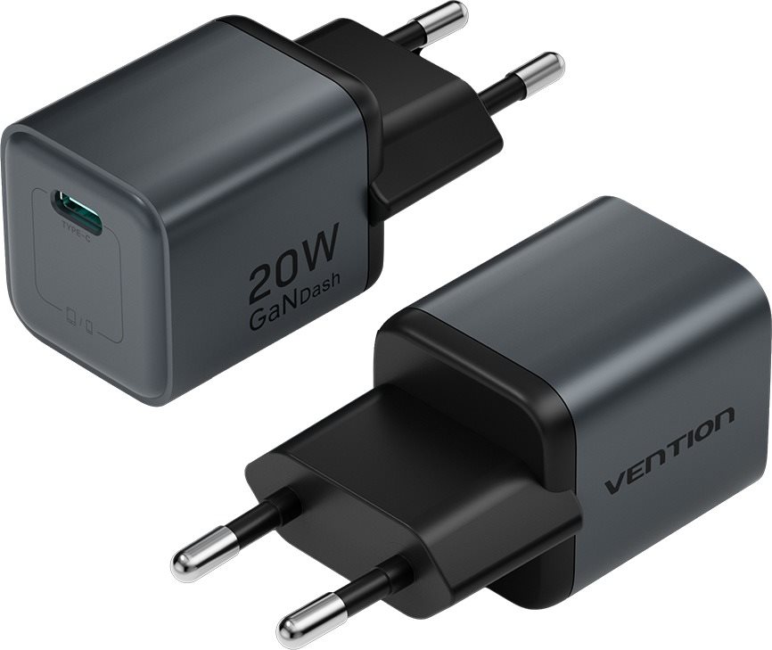 Vention 1-Port USB-C GaN Charger (20 W) EU-Plug Gray