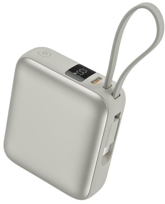 Vention 10000 mAh Mini Power Bank (USB-C + USB-C) with Built-in USB-C Cable 35 W Beige