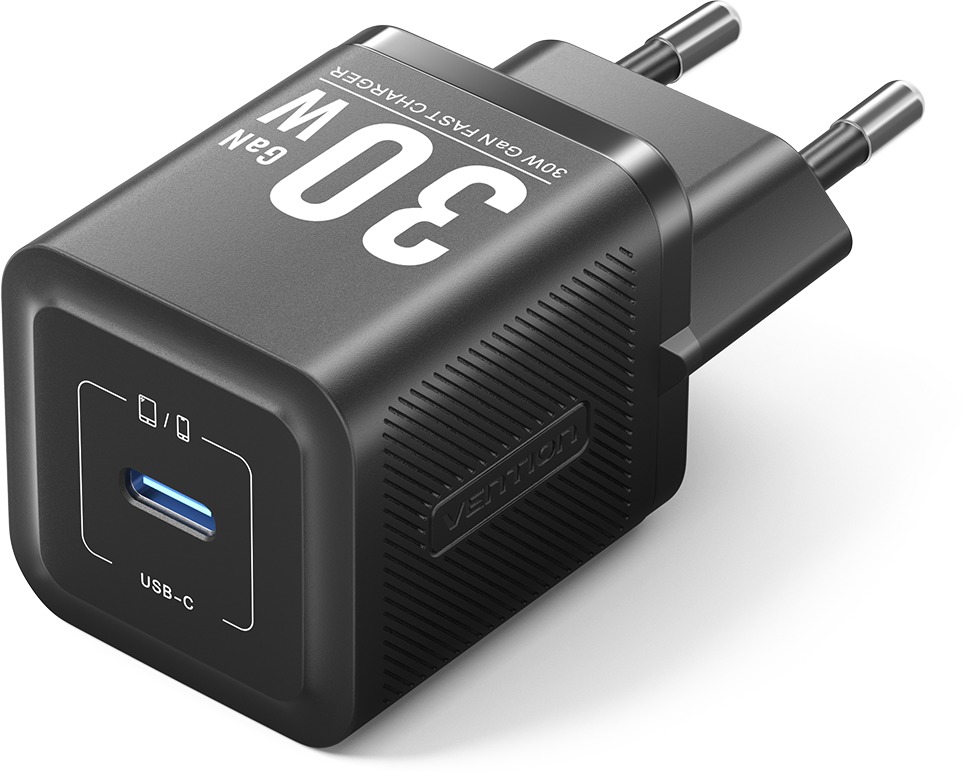 Vention 1-Port USB-C GaN Charger (30 W) EU-Plug Black