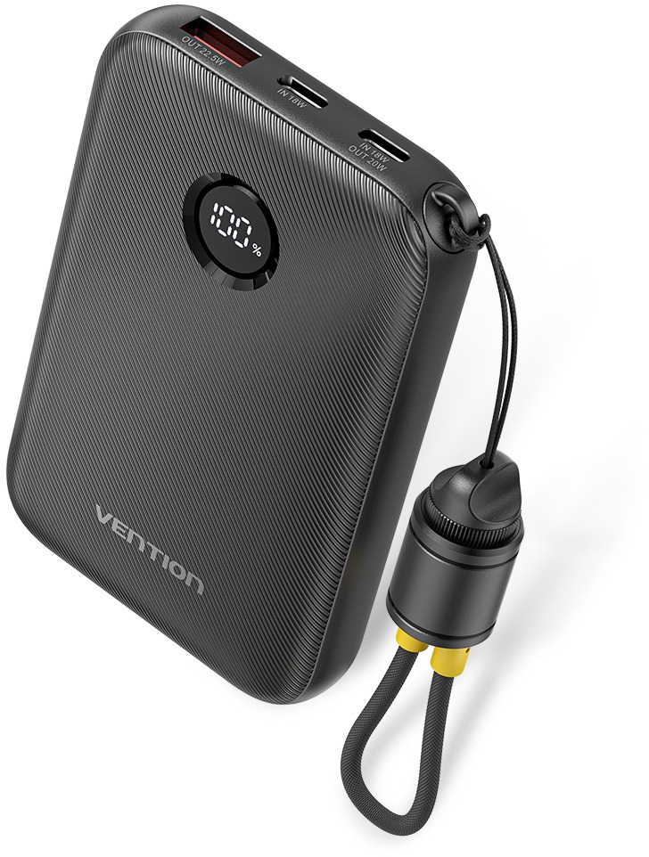 Vention 10000 mAh Power Bank (USB-C + USB-C/USB-C/USB-A) 22.5W Black