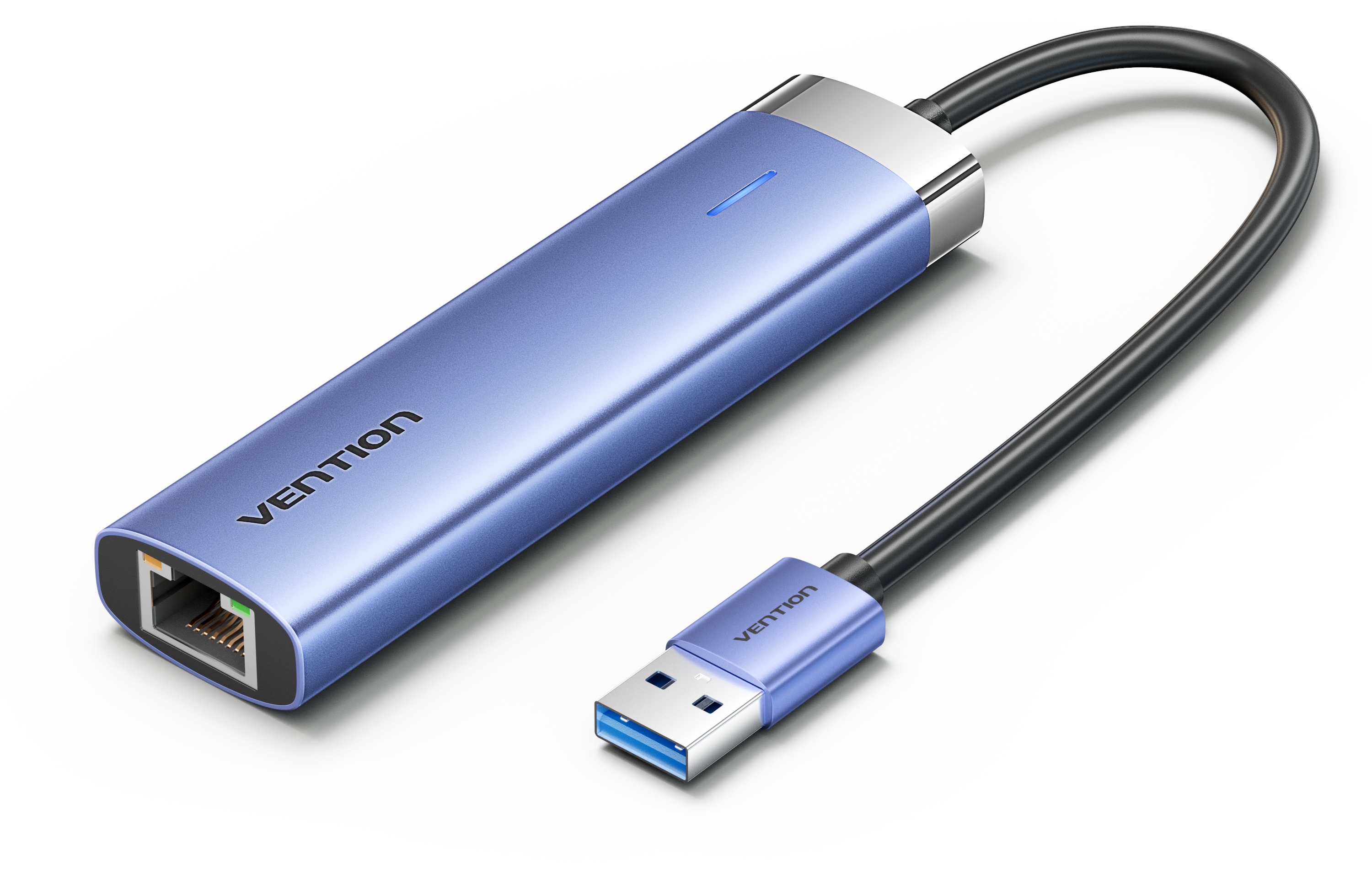 Vention USB 3.0 to USB 3.0 × 3/RJ45/USB-C Hub 0.15M Blue Aluminum Alloy Type