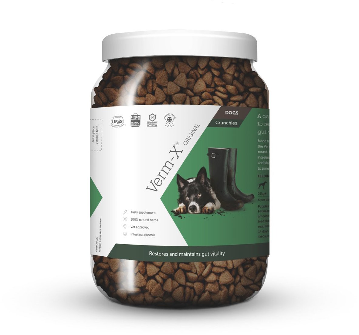 Verm-X – Prírodné granuly proti črevným parazitom pre psov, 650 g