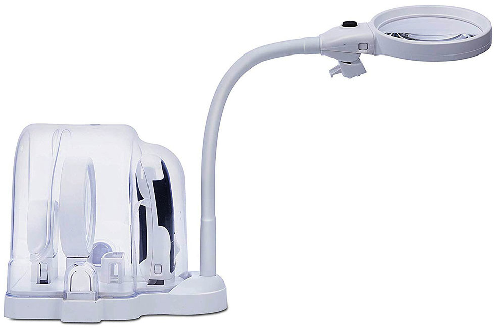 Verk Stolová lupa 2 v 1 s výmennými šošovkami 2 LED diódy 2,5×, 5× a 16×