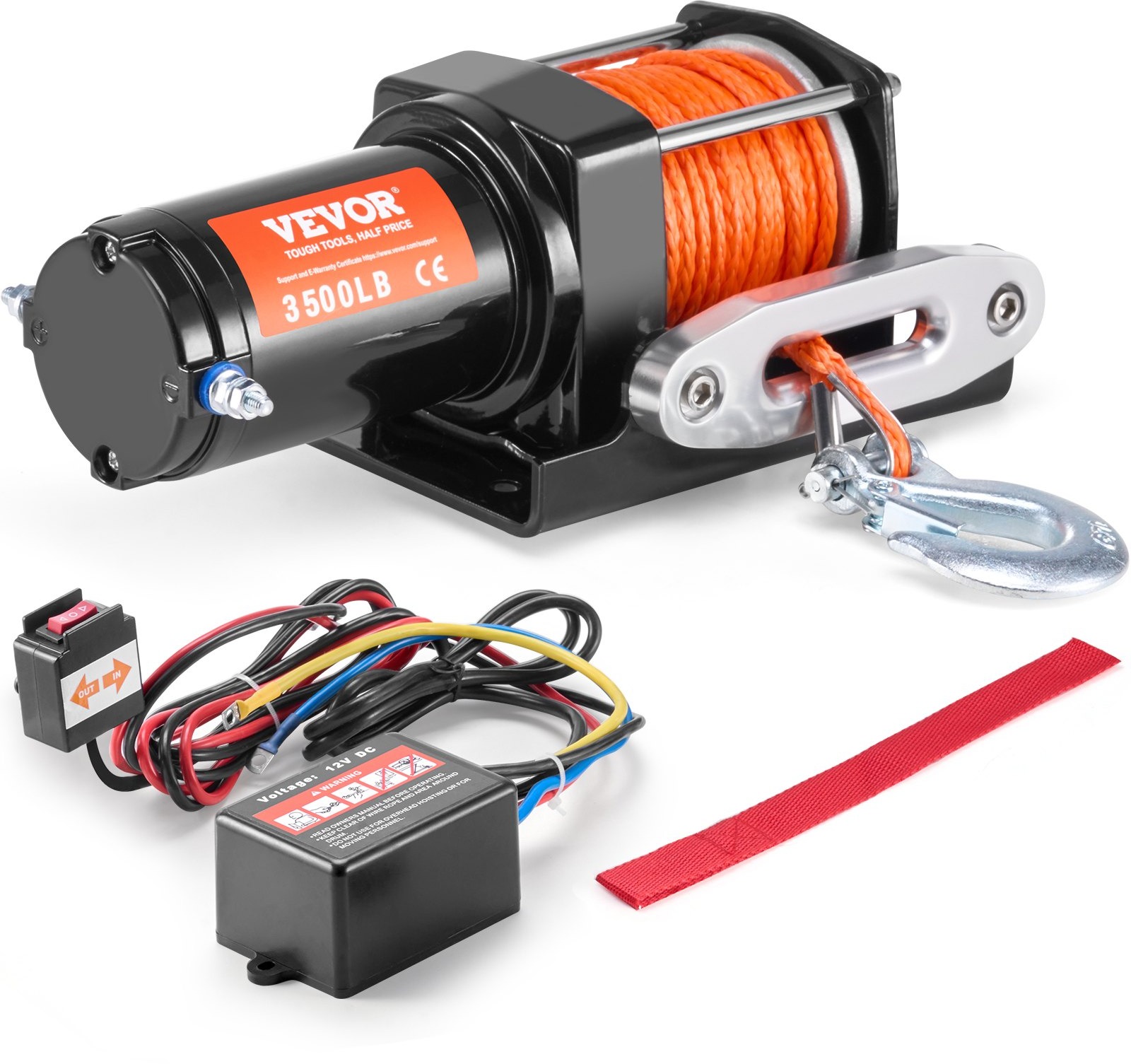 Vevor Elektrický navijak na auto so syntetickým lanom 1580 kg