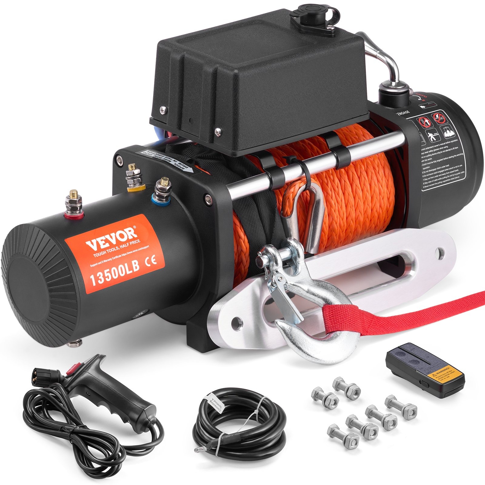 Vevor Elektrický navijak na auto s diaľkovým ovládaním so syntetickým lanom 24 m/6120 kg