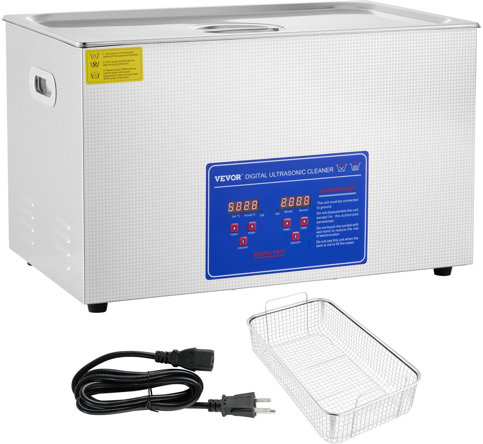 Vevor Ultrazvukový čistiaci stroj z nehrdzavejúcej ocele, digitálny ohrievač s časovačom 30 l/600 W