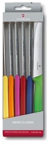 Victorinox Swiss Classic, nôž na paradajky/stolový nôž, 6 ks, 11 cm, vlnitý, mix