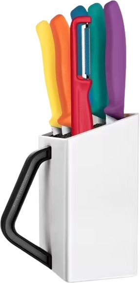 Victorinox Súprava Swiss Classic, blok s nožmi na steaky & škrabka 7 ks farebné